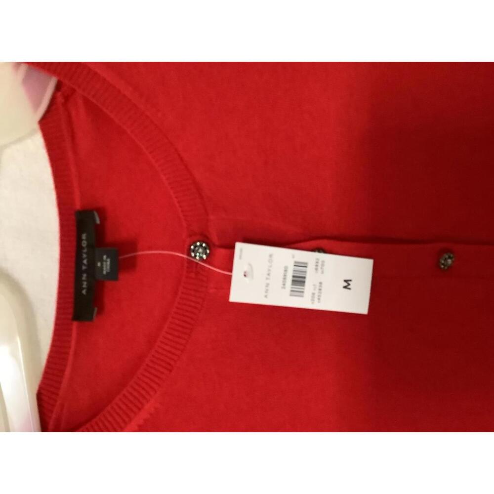 Ann Taylor Red Women's Button-Up Cardigan Sweater Medium